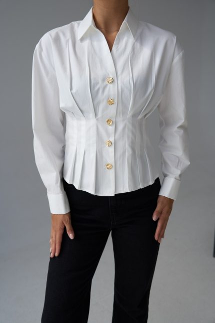 Eldora Gold Buttoned Pleated Shirt