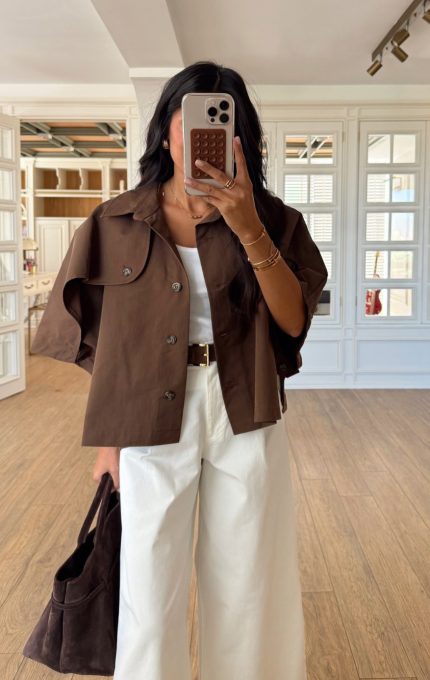 Semilly Cape Trench Coat-Brown