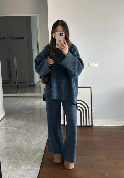 Blue Debby Sweater Trouser Set