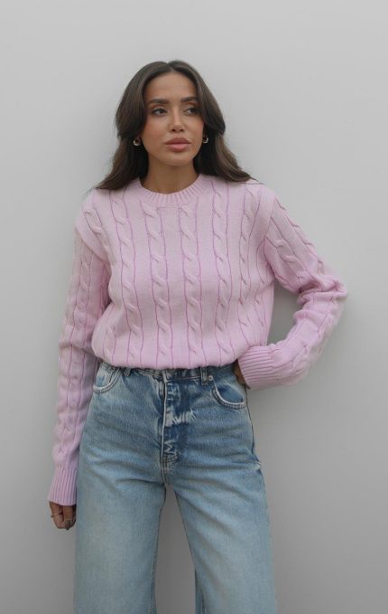 Pink Braided Knit Sweater