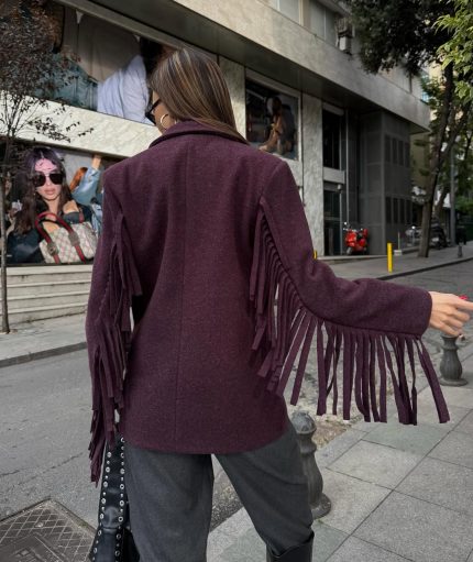 Premium Tassel Detailed Jacket- Burgundy