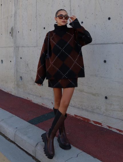 Baklava Pattern Knitwear Set