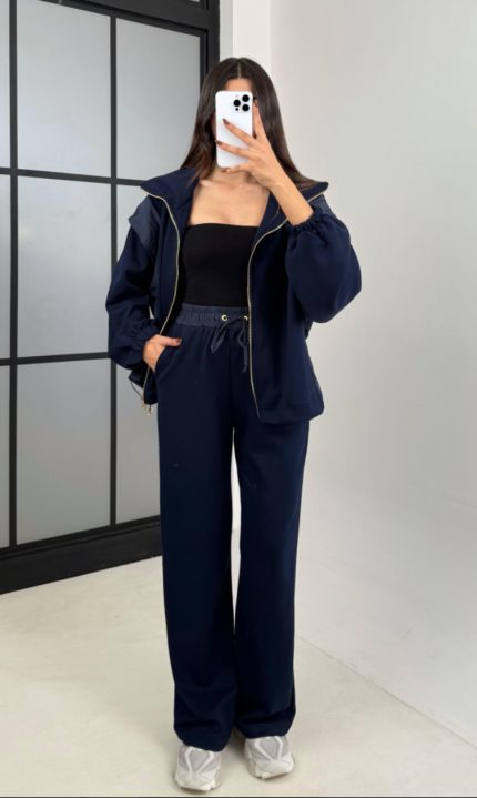 Navy Parachute Modal Fabric Detailed Suit