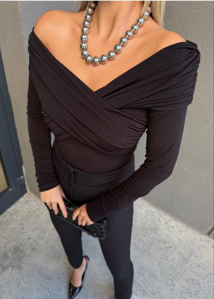 Off Shoulder Black Bodysuit