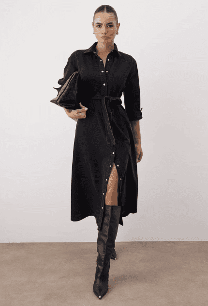 Maxi Denim Black Dress