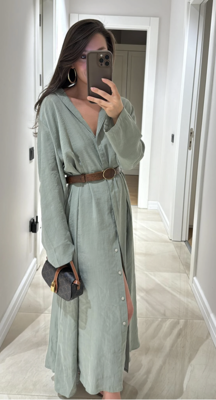 Tencel belted shirt dress