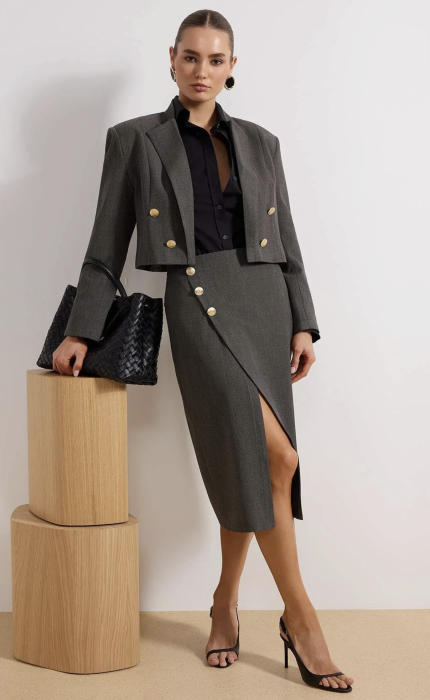 Exclusive Anthracite Skirt Blazer Set