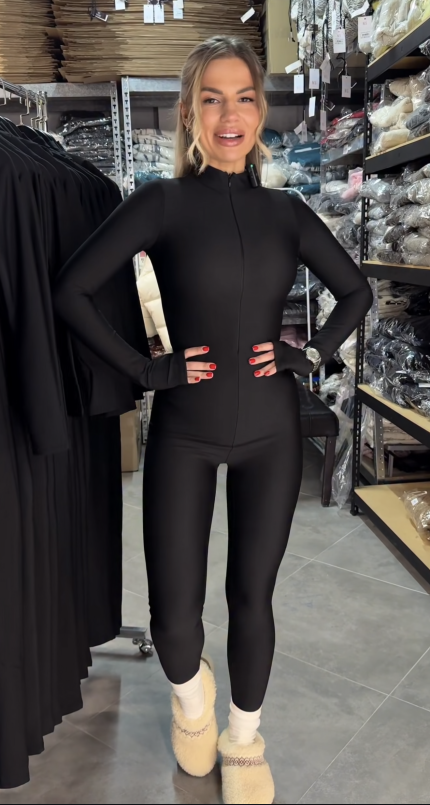 Fleece Black Jumpsuit