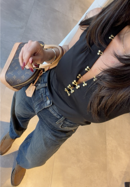 Hook Detail Design Black Top