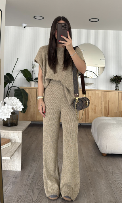 Loredia Sand Beige Summer Knit Set