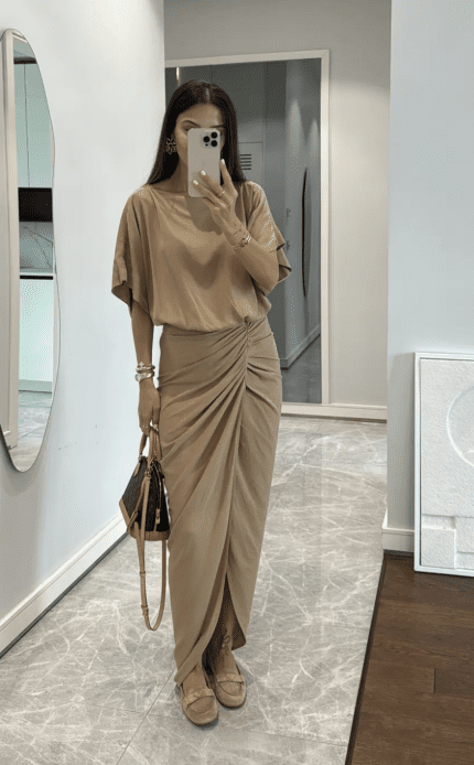 Batwing Sleeve Linen Dress