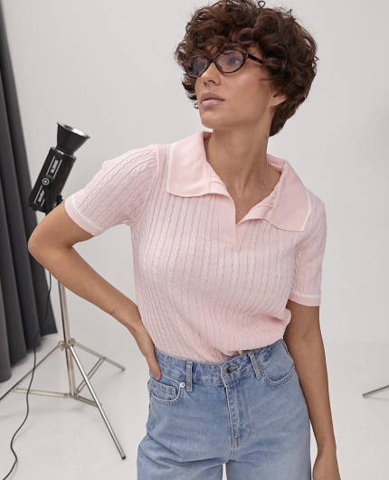 Polo Summer Soft Knit Pink Top