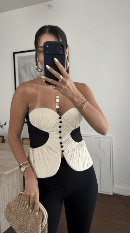 Notcure Strapless Pleated Bustier Top