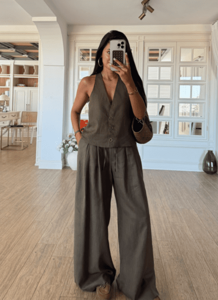 Premium Linen Khaki Set