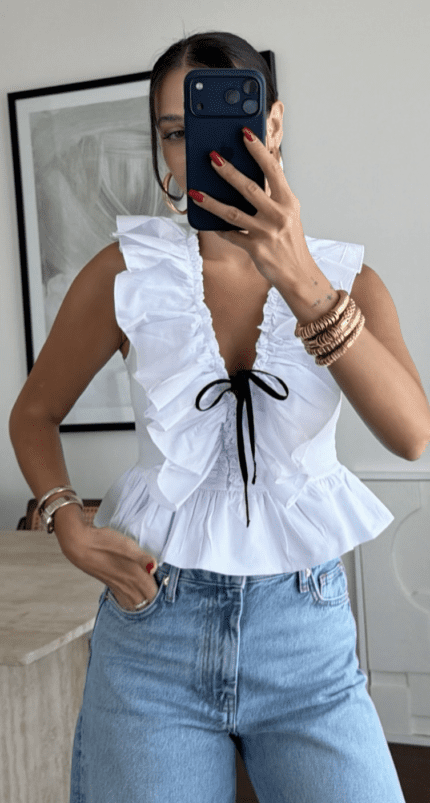 Ruffle White Shirt