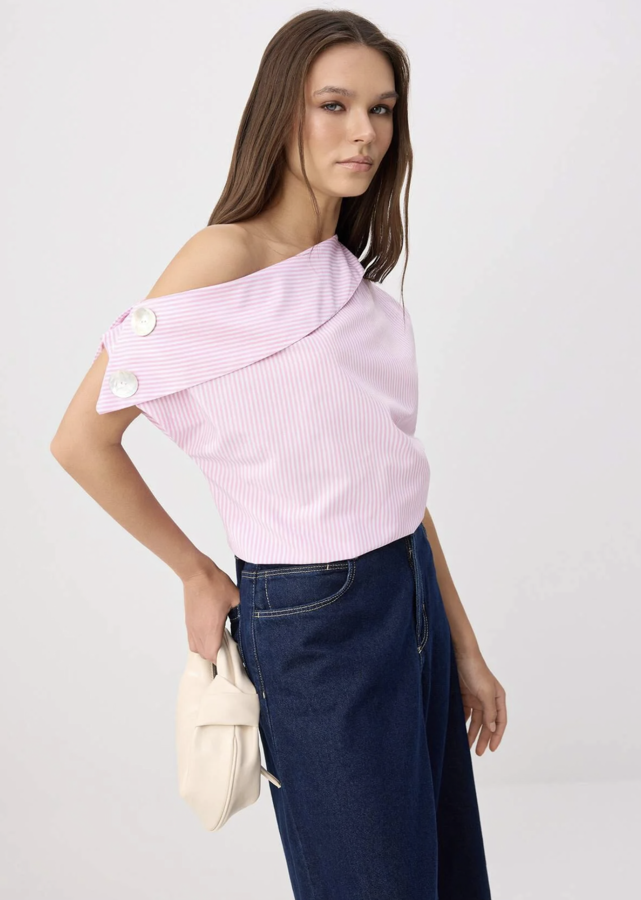 Pink Striped Asymmetrical Shirt