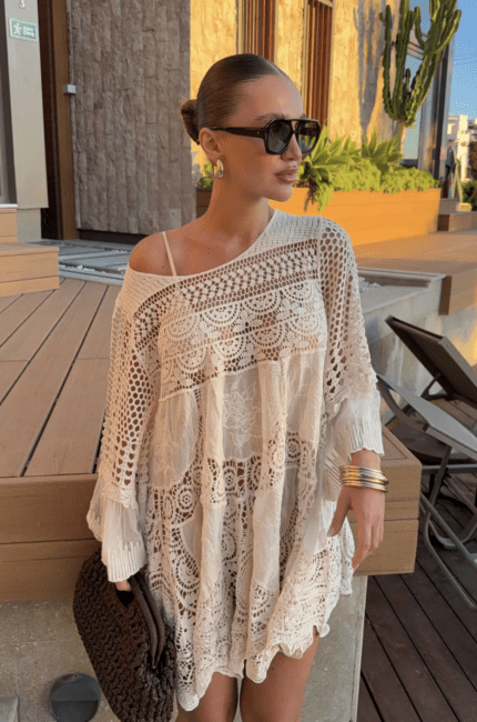 Openwork Floral Embroidered Dress