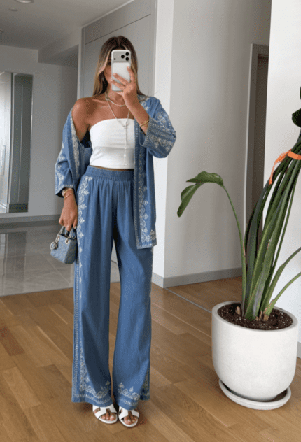 Premium Embroidered Denim Set