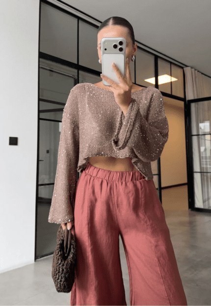 Sequined Mercerized Top