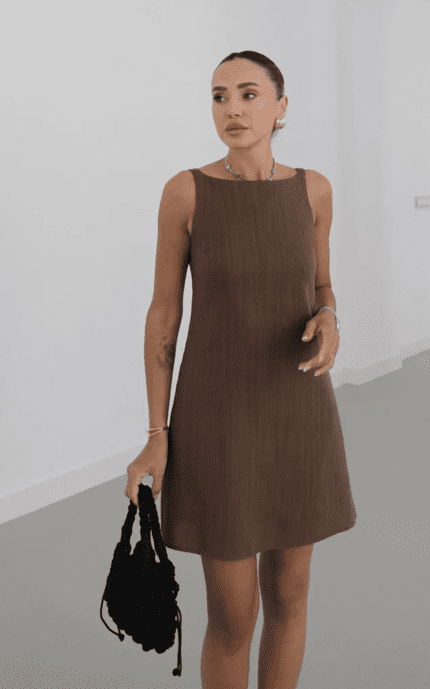 Brown Linen Dress